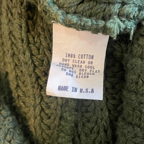 Vintage 525 America Hooded Cardigan Olive Green Ribbed Knit 100% Cotton  Sweater - Picture 12 of 12